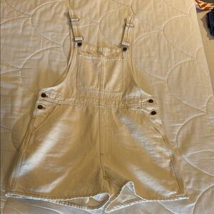 Madewell Cream Women's Short Overalls